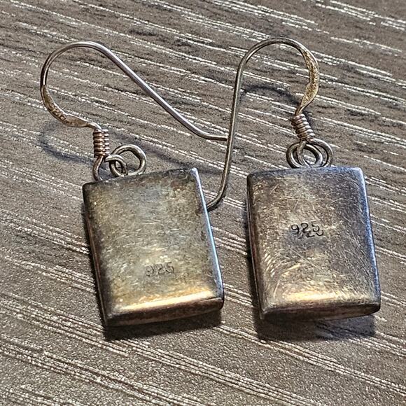 Sterling Silver Eye of Shiva Rectangular White Shell Earrings - Picture 2 of 7